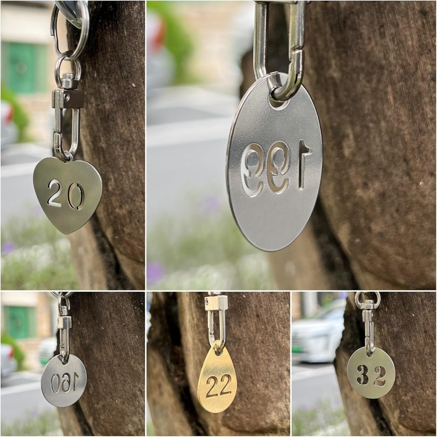 304 Stainless Steel Oval Key Tags with Ring 20 Pcs, Hollowed Number ID Tags Key Chain, Numbered Key Rings - 1 to 20