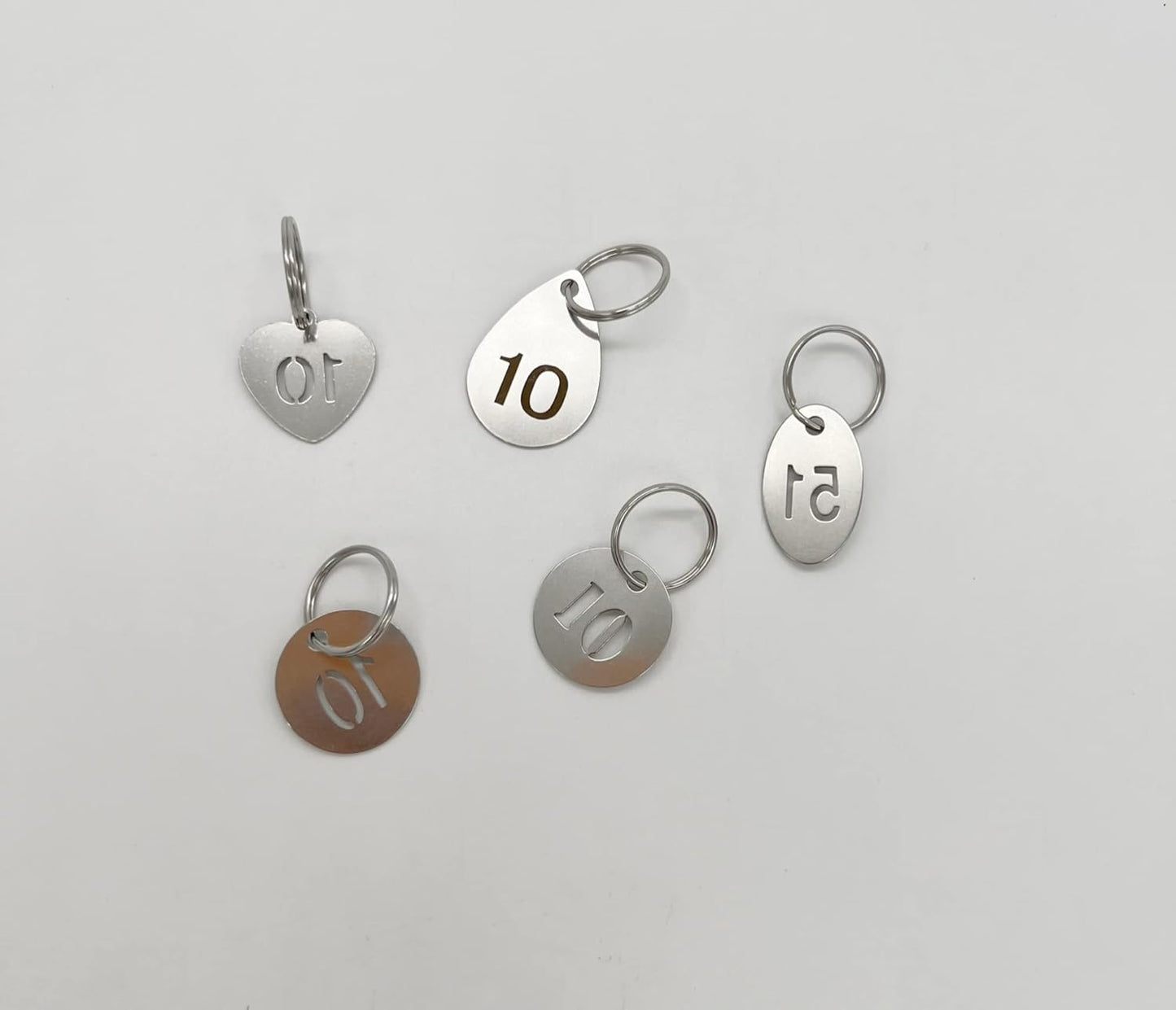 304 Stainless Steel Oval Key Tags with Ring 20 Pcs, Hollowed Number ID Tags Key Chain, Numbered Key Rings - 1 to 20